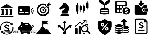Investment and Financial Strategy vector Icons Set for Banking and Business