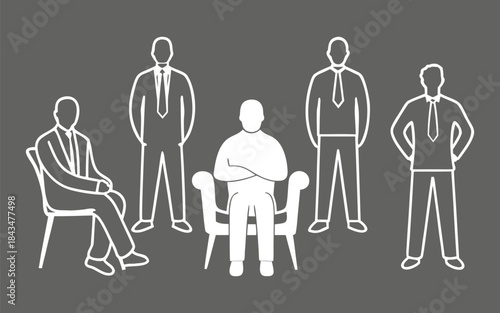Boardroom Dynamics: Silhouette figures in a modern boardroom, embodying leadership, teamwork, and decision-making within a corporate environment.