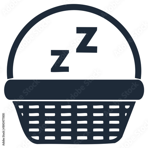 Sleepy Basket Icon with Zzz Symbols