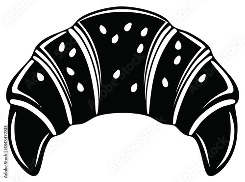 Classic black croissant illustration a delicious baked pastry silhouette design for breakfast or cafe