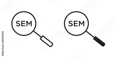 SEM icons. Solid black silhouette and line art outline. Minimal design element,