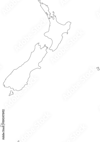 New Zealand Map Isolated Outline Editable Vector