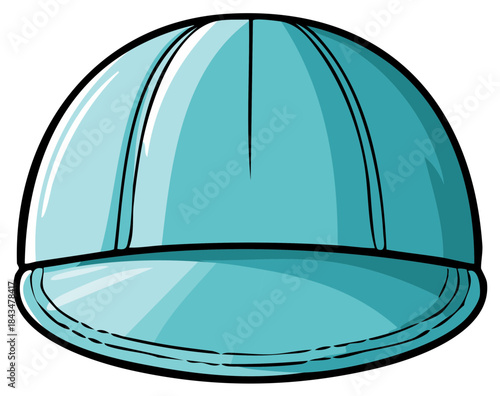 Vibrant Cyan Baseball Cap Illustration with Visor, Sporty Headwear Accessory Graphic