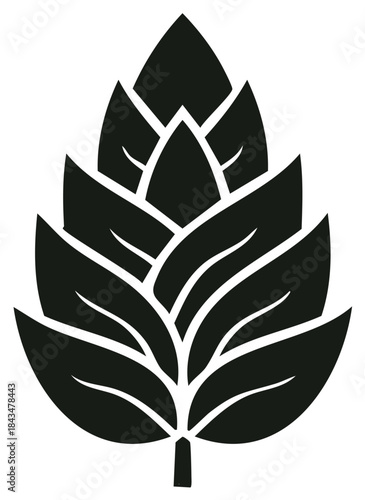 Monochrome Hop Cone Illustration Silhouette Style for Brewing Industry