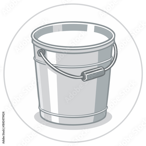 Metal Bucket Container Vector Icon Illustration on White Background Design Element