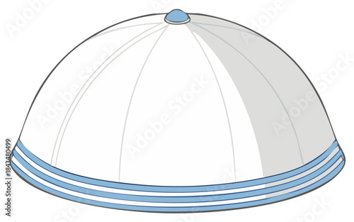 White hat with blue stripes, classic design, for children or adults