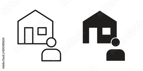Tenant icons. Solid black silhouette and line art outline. Minimal design element,