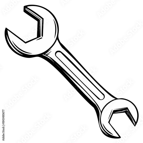Double Open Ended Wrench Mechanical Tool Equipment Illustration