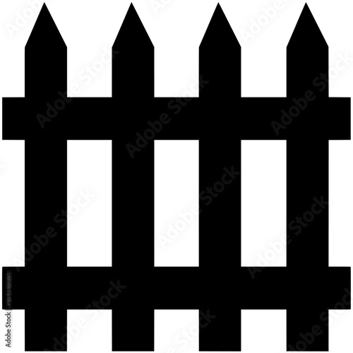 Black picket fence illustration representing security and boundary definition with a simple, classic design