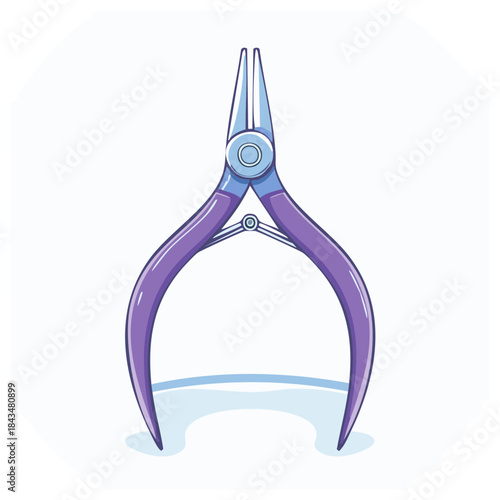 Illustration of purple crafting pliers used for jewelry making repair and design on a soft background