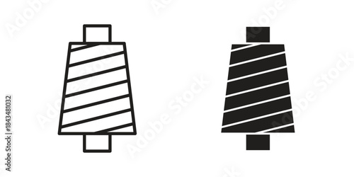 Thread icons. Solid black silhouette and line art outline. Minimal design element,