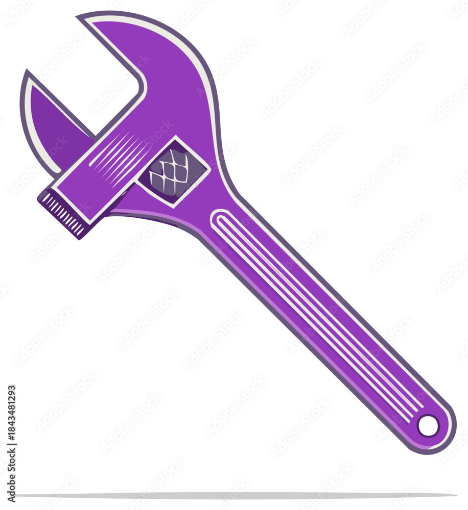 Obraz premium Vibrant Purple Adjustable Wrench Tool Vector Illustration for Repair and Maintenance