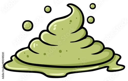 Cartoon Style Green Pile with Bubbles Illustration for Kids, Books or Graphic Assets