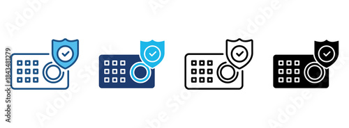 Safe Icon Set With Multiple Styles. Vector Illustration
