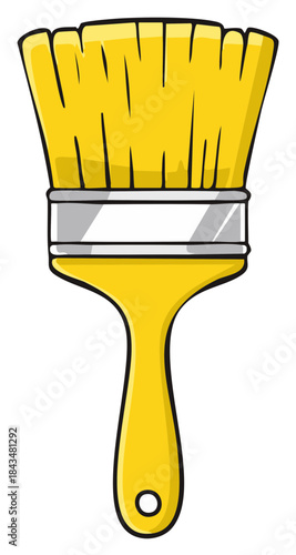 Vibrant Yellow Paint Brush Cartoon Graphic for Art and Home Improvement
