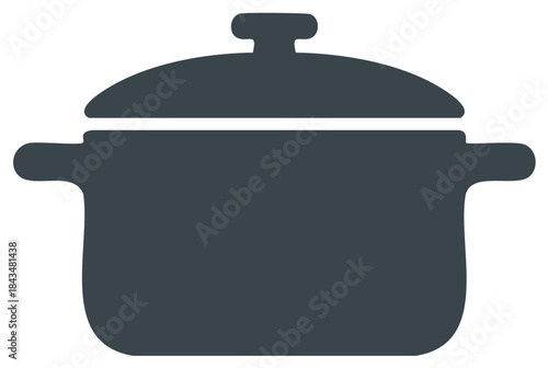 Simple flat vector icon of a cooking pot with a lid for kitchen and culinary use