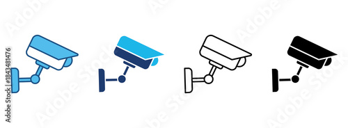 Security Camera Icon Set With Multiple Styles. Vector Illustration