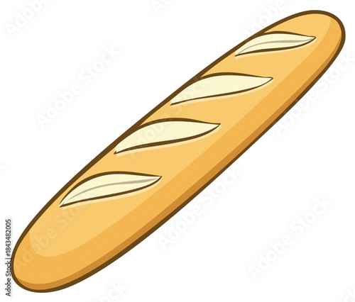 Illustration of a freshly baked baguette loaf.