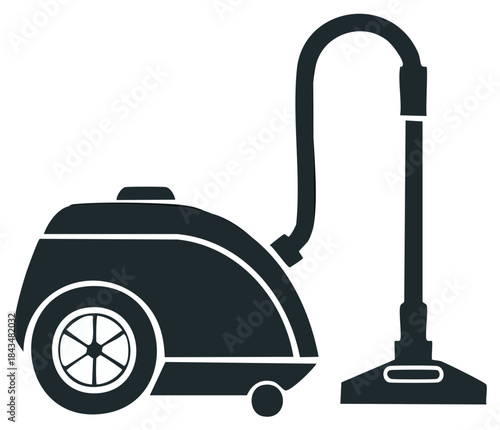 Black silhouette illustration of a vacuum cleaner on a white background