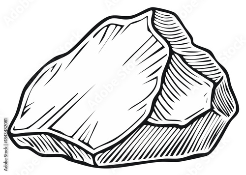 Rough Sketch of a Natural Rock Formation with Angled Edges and Hatching Detail