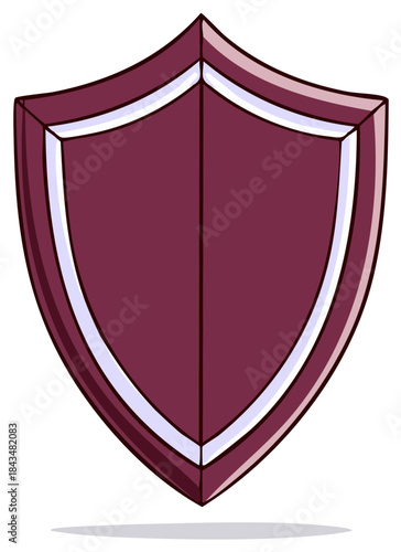 Maroon Shield with White Border Outlined in Dark Red on White Background