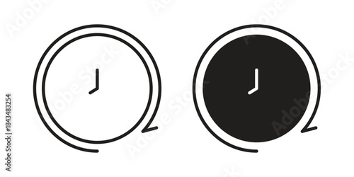 Wait time icons. Solid black silhouette and line art outline. Minimal design element,