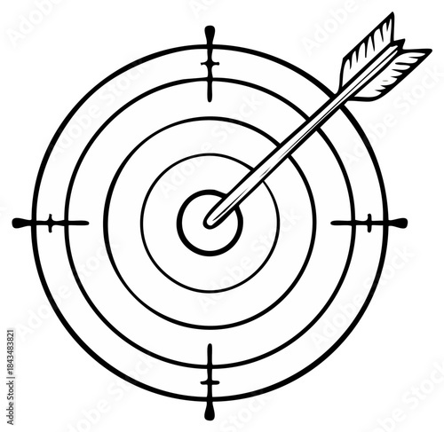 Target with Arrow Hit Symbolizing Accuracy and Precision in Competition