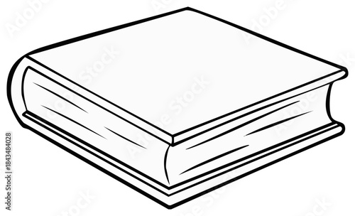 Simple black outline illustration of a closed hardcover book for reading education or knowledge concepts