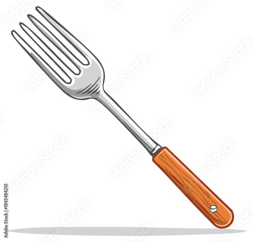 Cartoon drawing of a fork with wooden handle