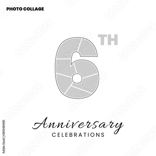 Birthday and Anniversary Photo Collage in Number 6 Shape
