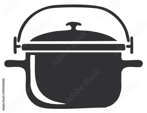Cooking pot with lid and handle icon simple silhouette for camping and kitchen