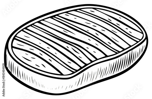 Hand Drawn Outline of a Grilled Steak with Grill Marks