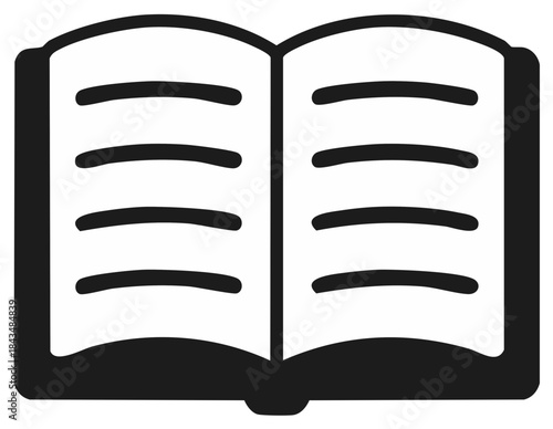 Open book illustration with stylized pages, ideal for education, literature, and information concepts representing knowledge and reading habits