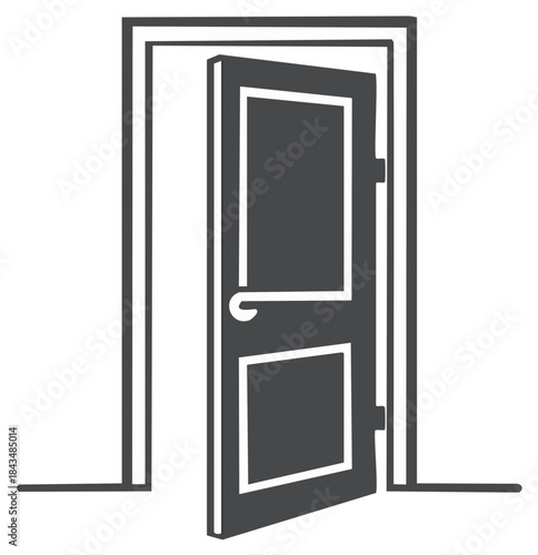 Simple open door icon vector illustration symbolizing entrance exit and opportunity