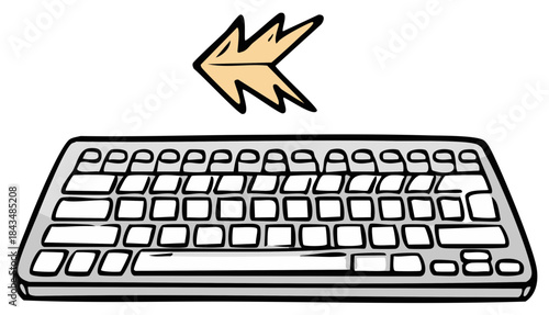 Computer Keyboard with Backwards Arrow Graphic Illustration