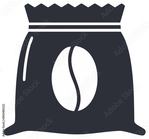 Stylized coffee bean bag icon perfect for cafe branding or product packaging