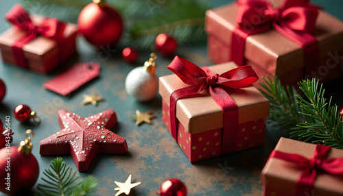 christmas gift boxes and decorations