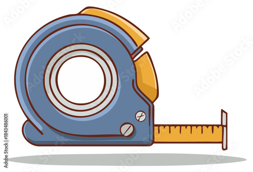 Cartoon Style Illustration of a Tape Measure with Numeric Scale for Linear Measurements