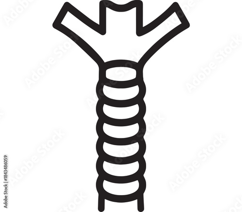 Black screw silhouette design element on transparent background