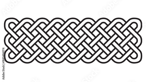 Intricate celtic knotwork design element decorative border on transparent background silhouette