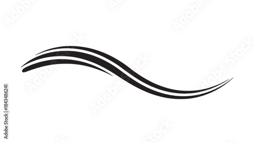 Elegant black wave design element on transparent background a striking silhouette