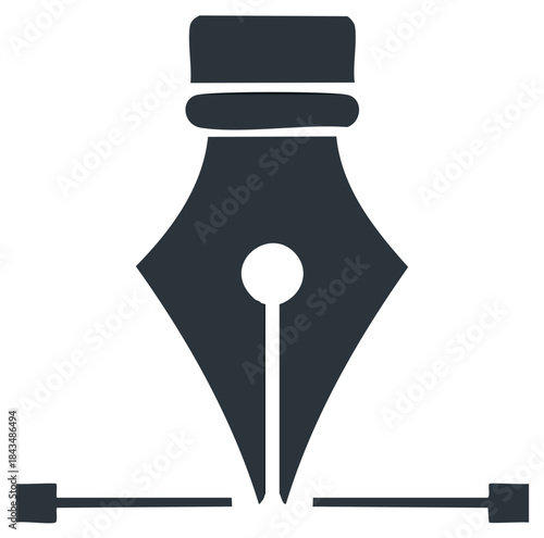Isolated fountain pen nib with line graphic design drawing icon illustration