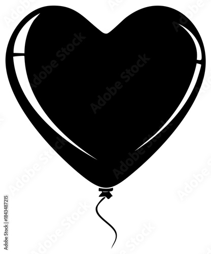 Single black heart shaped glossy balloon graphic ideal for love romance and celebration concepts