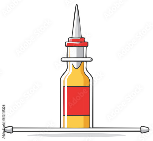 Cartoon Nasal Spray Bottle Vector Illustration for Allergy and Cold Relief