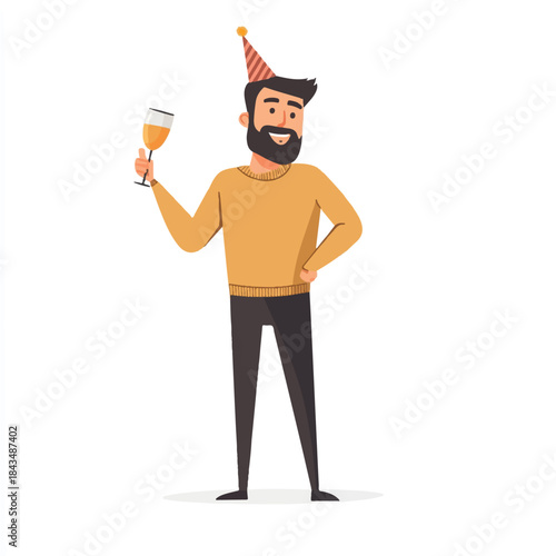Happy Man Celebrating with a Drink