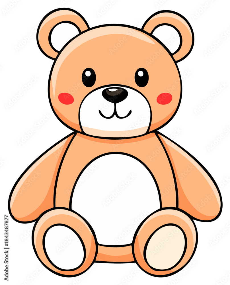 Fototapeta premium Cute Cartoon Teddy Bear Illustration Simple Playful Character Drawing