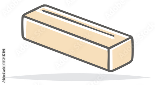 Simple beige rectangular object with a slot on top symbolizing a ballot box or donation container