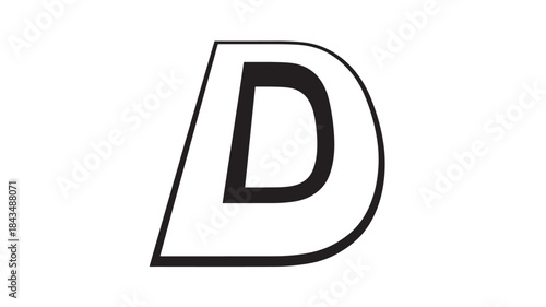 Bold capital letter d graphic design element on transparent background silhouette