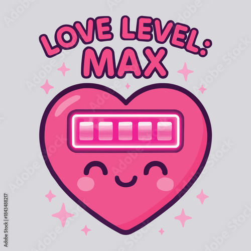 Love Level Max Cute Kawaii Heart T-Shirt Design