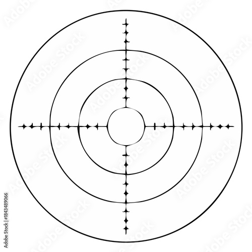 Concentric Circles and Crosshairs Target Reticle Symbol